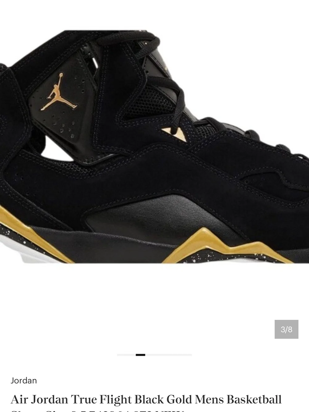 Air Jordan True Flight Black Gold Sneakers 42964072 NWT